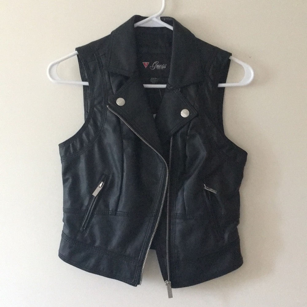 Guess Black Faux-Leather Vest
